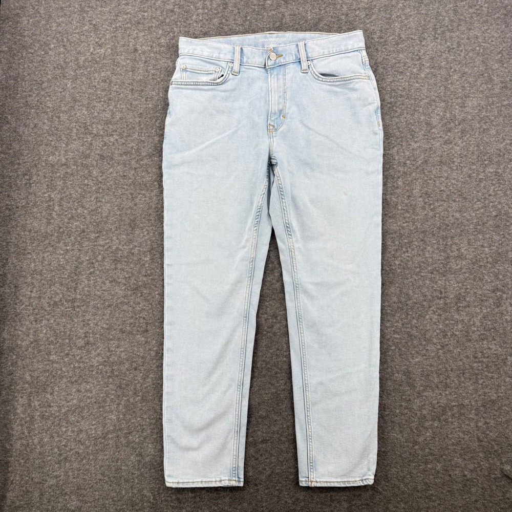 Banana Republic Travel Jean Athletic Fit Light Wash Blue Denim 33 Mens Work